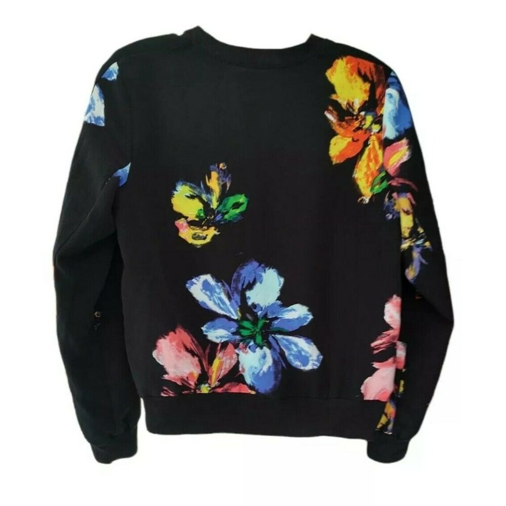 Mossimo Floral Bomber Jacket Women's S Zip Front Lined Bright Flowers - Picture 2 of 5